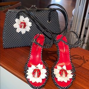 Matching vintage ladybug shoes and bag
